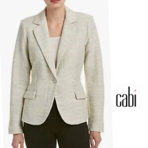 CAbi One Fine Day Lemon Zest Tweed Bouclé Blazer Jacket Size 8 #713